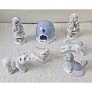 Nome Memories Eskimo Inuit Nativity Set Alaska Jesus igloo seal husky polar bear